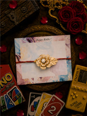 24K Gold Plated Rose Brooch Rakhi (Prepaid Only)