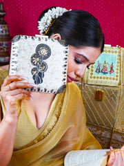 Phool Raat Embroidered Festive Clutch Cream Satin Minaudière