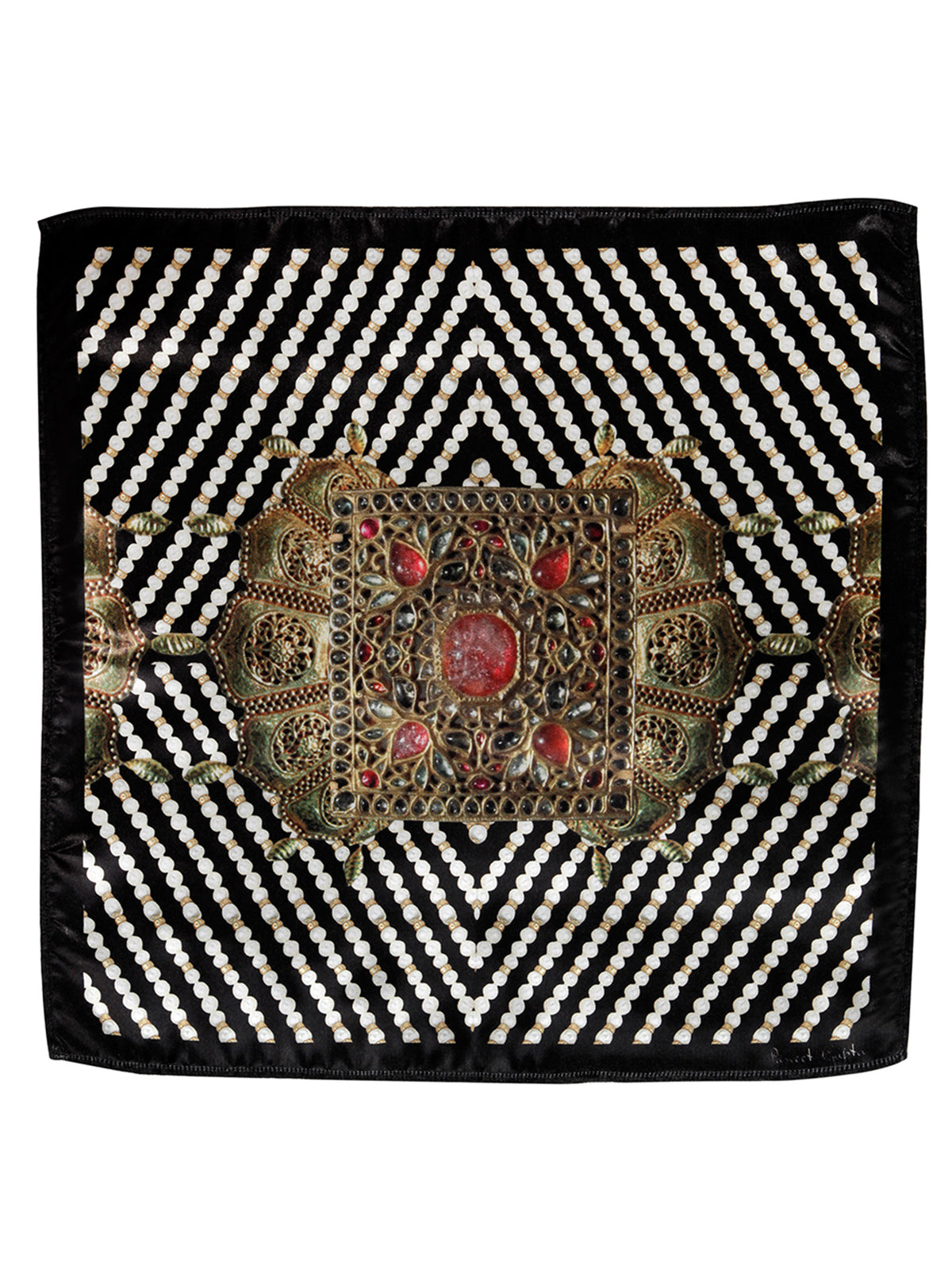 Noir Bejewelled Axis Pocket Square