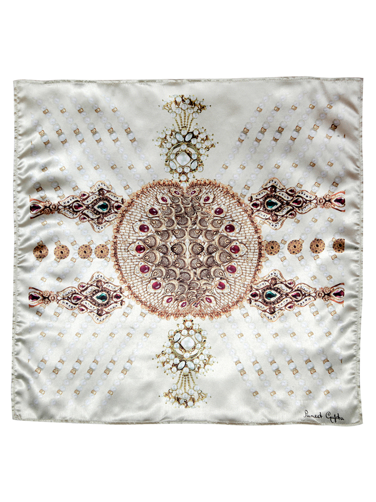Ivory Jewel Opulence Pocket Square