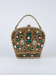 Crown Gold Beaded & Crystal Minaudière