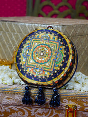 Mandala Neel Embroidered Festive Clutch Blue Satin Minaudière