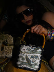 Mythical Tiger Clutch White & Light Pink Satin Minaudière