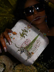 Indian Forest Clutch Light Pink Satin Minaudière