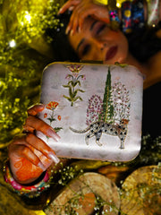 Indian Forest Clutch Light Pink Satin Minaudière