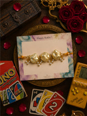 Champagne Gold Baroque Pearl Bracelet Rakhi (Prepaid Only)
