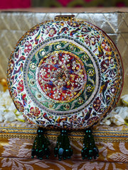Ratan Roop Embroidered Festive Clutch Maroon Satin Minaudière