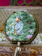 Mughal E Taj Embroidered Festive Clutch Green Satin Minaudière