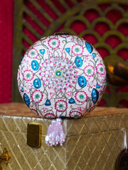 Kamal h Embroidered Festive Clutch Pink Satin Minaudière