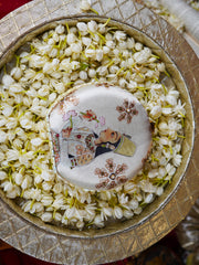 Kamalkanta Embroidered Festive Clutch Cream Satin Minaudière