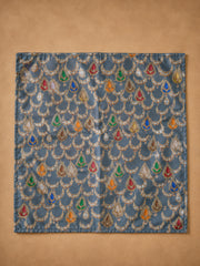 Embroidered Jadau Black Pocket Square