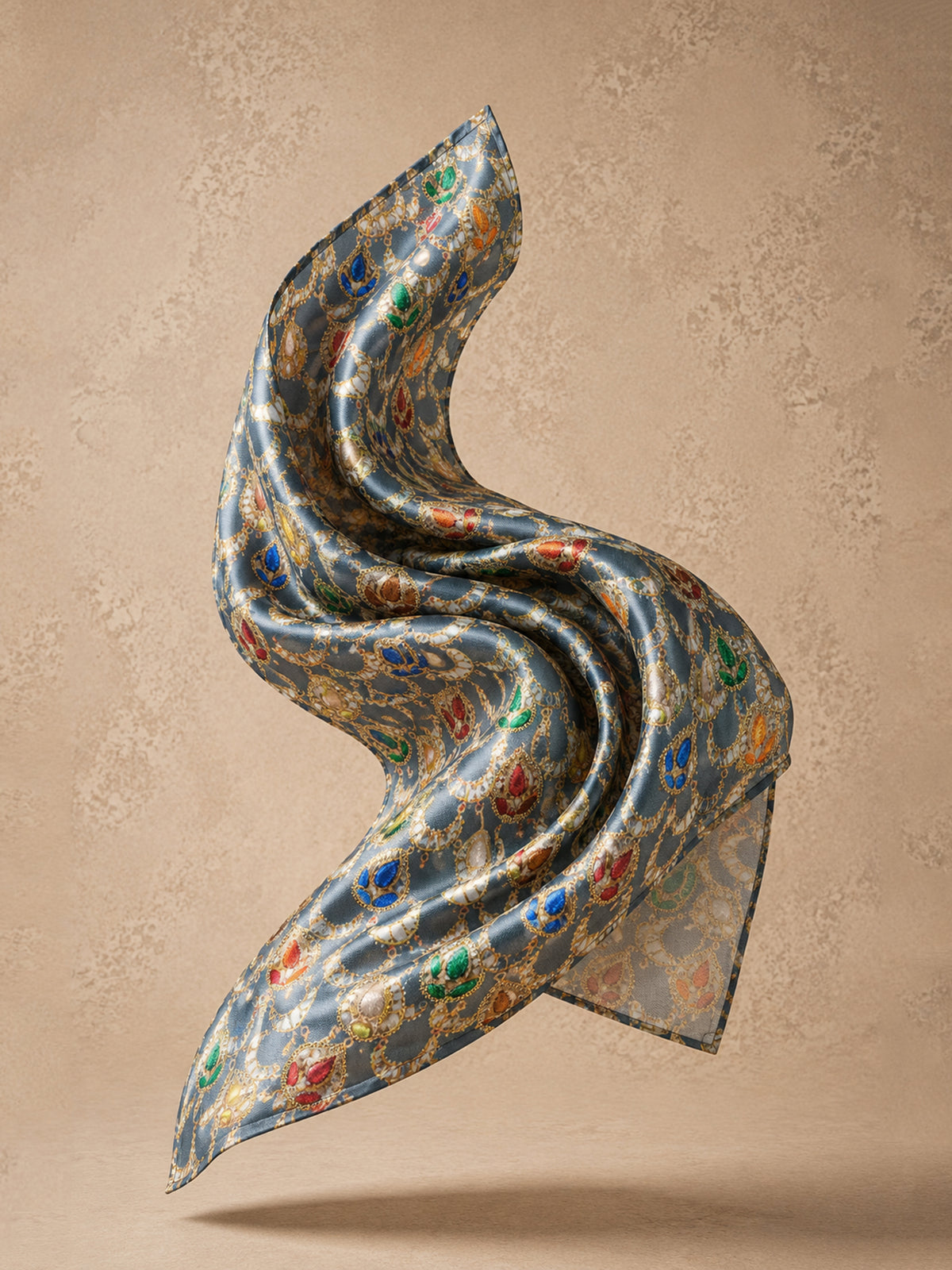 Embroidered Jadau Black Pocket Square