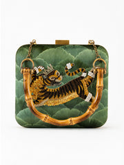 KANIZ SAYED Wearing Ginza Tiger Clutch