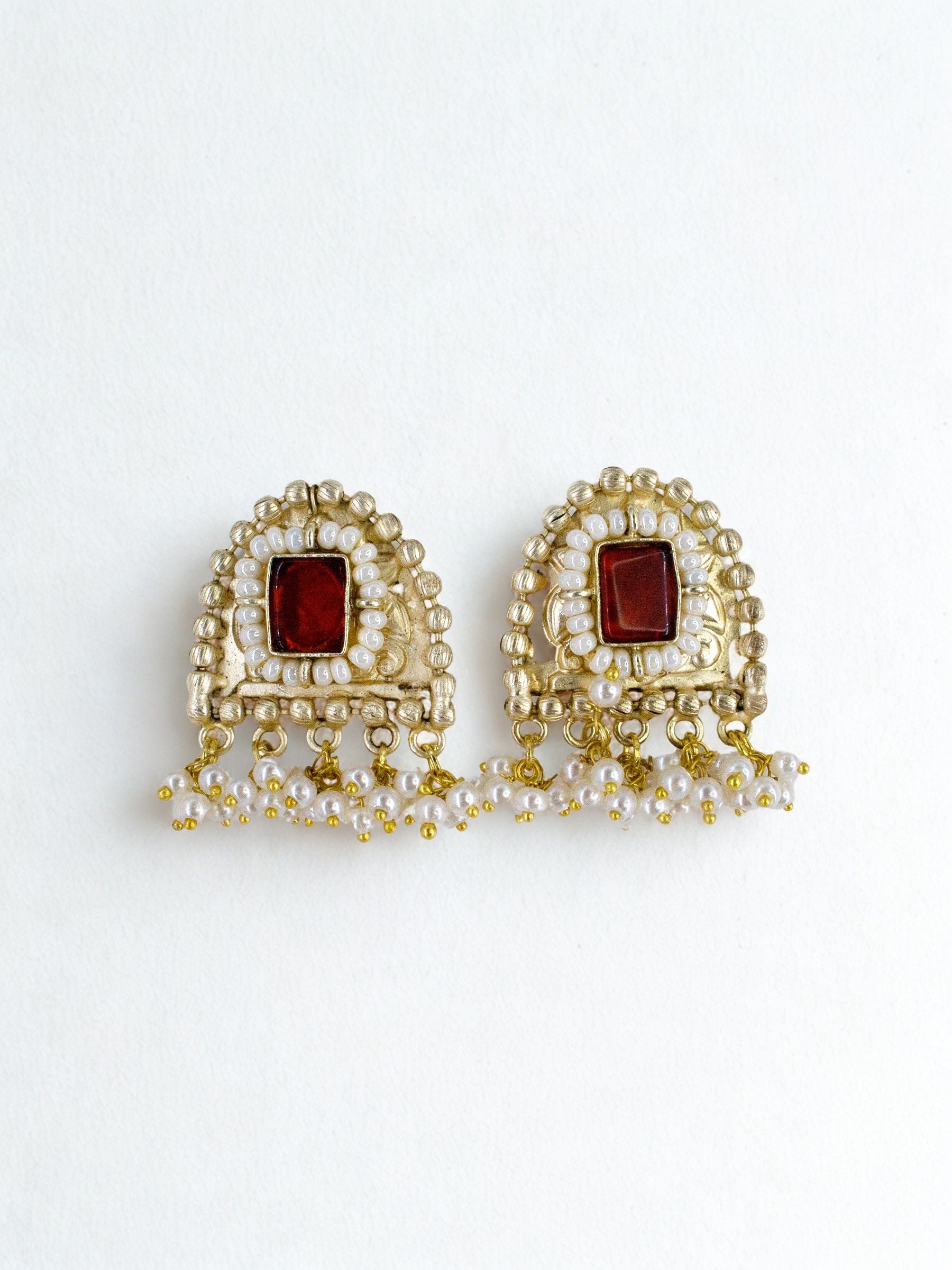 Sunehri Tanjore Stud Earrings