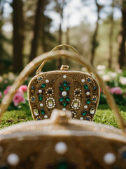 Crown Gold Beaded & Crystal Minaudière
