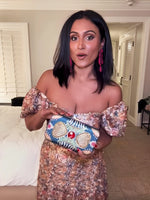 NINA DAVULURI | Former Miss America Wearing Ultramarine Royale Clutch Bag