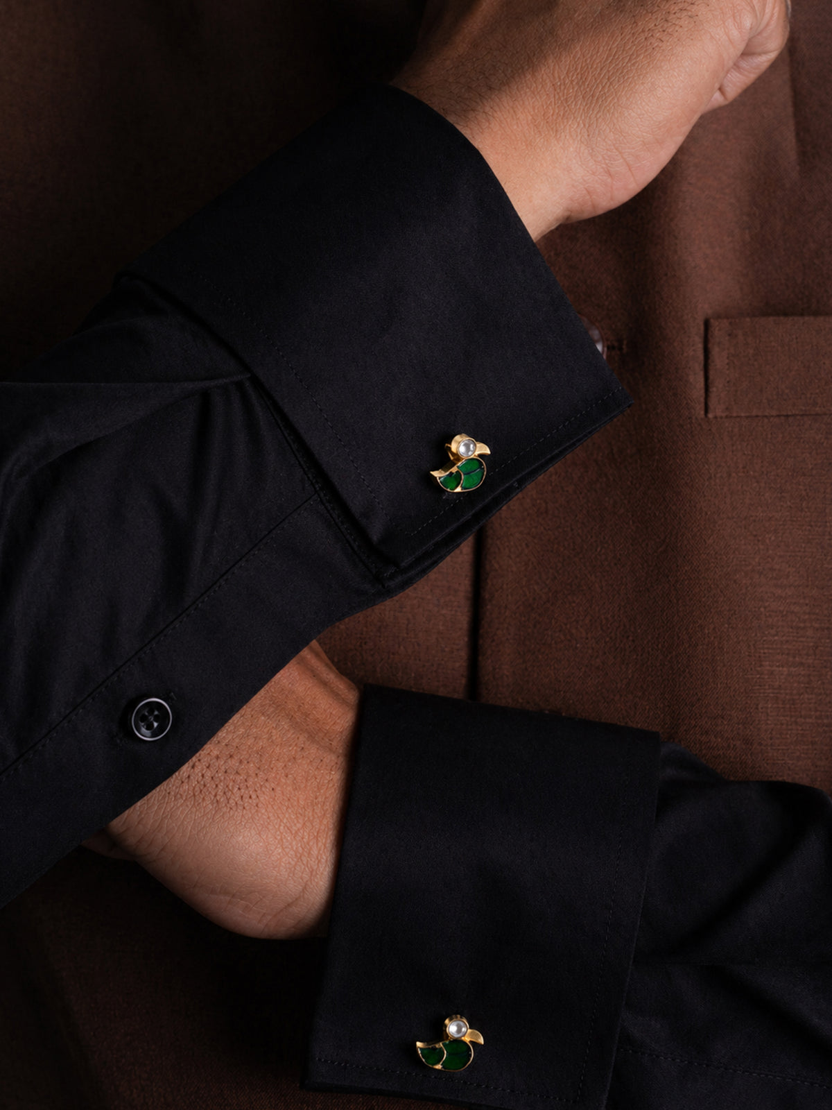 Kundan Birdie Cufflinks