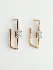 Sculpted Frame Pearl Hoops