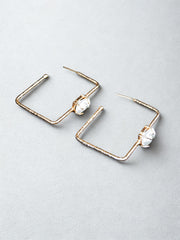 Sculpted Frame Pearl Hoops