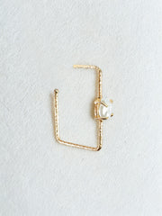 Sculpted Frame Pearl Hoops