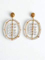 Ivory Bloom Oval Studs