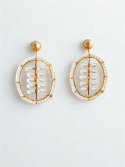 Ivory Bloom Oval Studs
