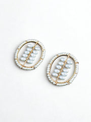 Ivory Bloom Oval Studs