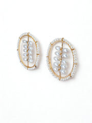 Ivory Bloom Oval Studs