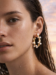 Twisted Tide Pearl Hoops