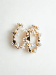 Twisted Tide Pearl Hoops