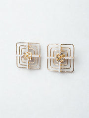 Lattice Pearl Square Studs