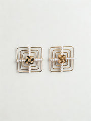 Lattice Pearl Square Studs