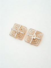Lattice Pearl Square Studs