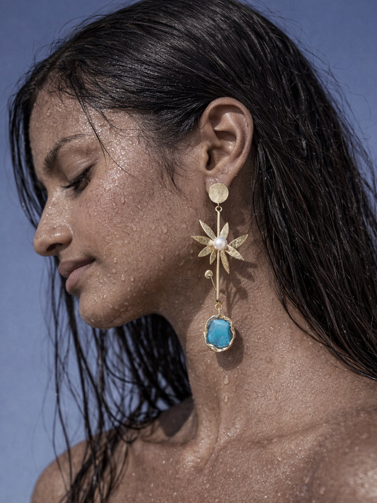 Coastal Bloom Turquoise Drops