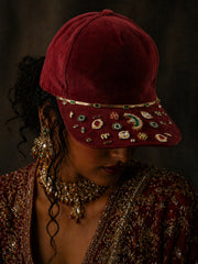 Imperial Crimson Velvet Cap