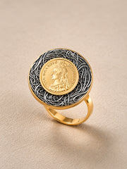 Woven Crest Coin Ring