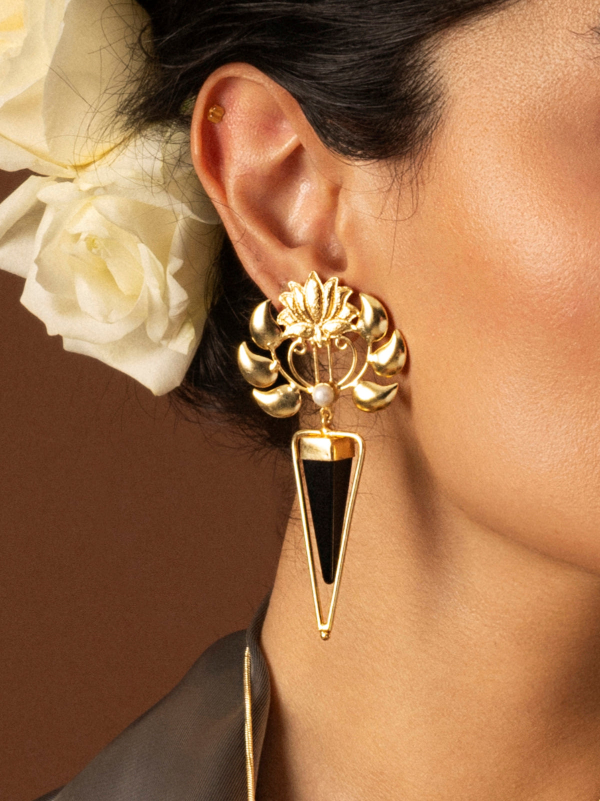 Lotus Deco Drop Earrings