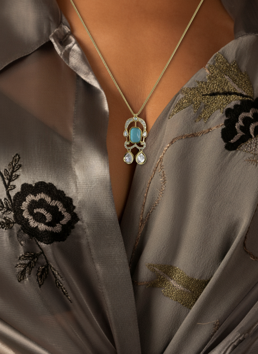 Aqua Gleam Pendant Chain