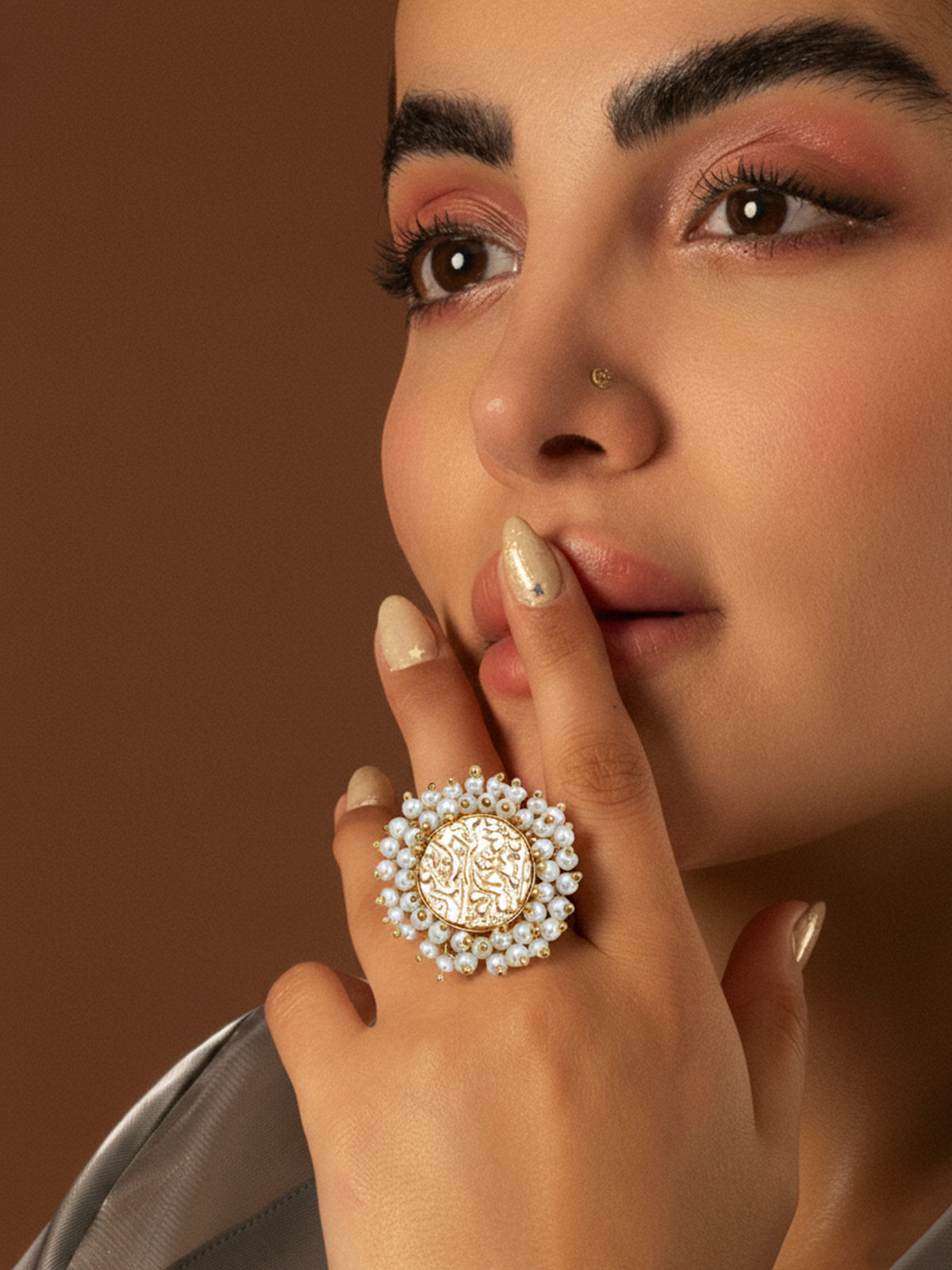 Indus Coin Pearl Ring