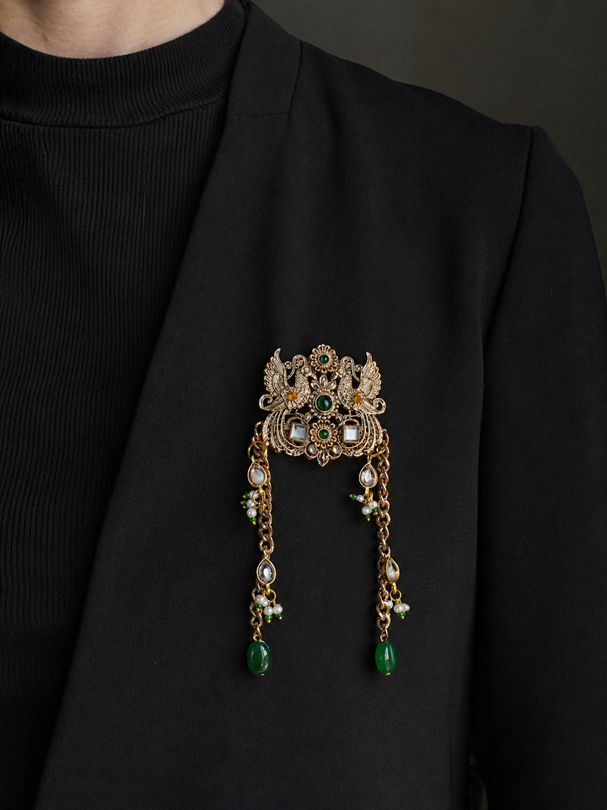 Emerald Cascade Crest Brooch