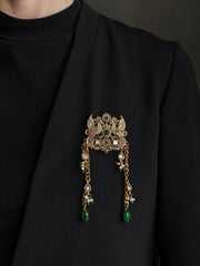 Emerald Cascade Crest Brooch