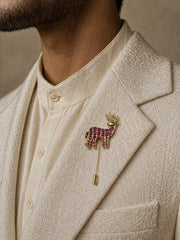 Kundan Deer Lapel Pin