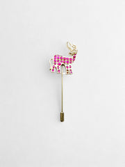 Kundan Deer Lapel Pin