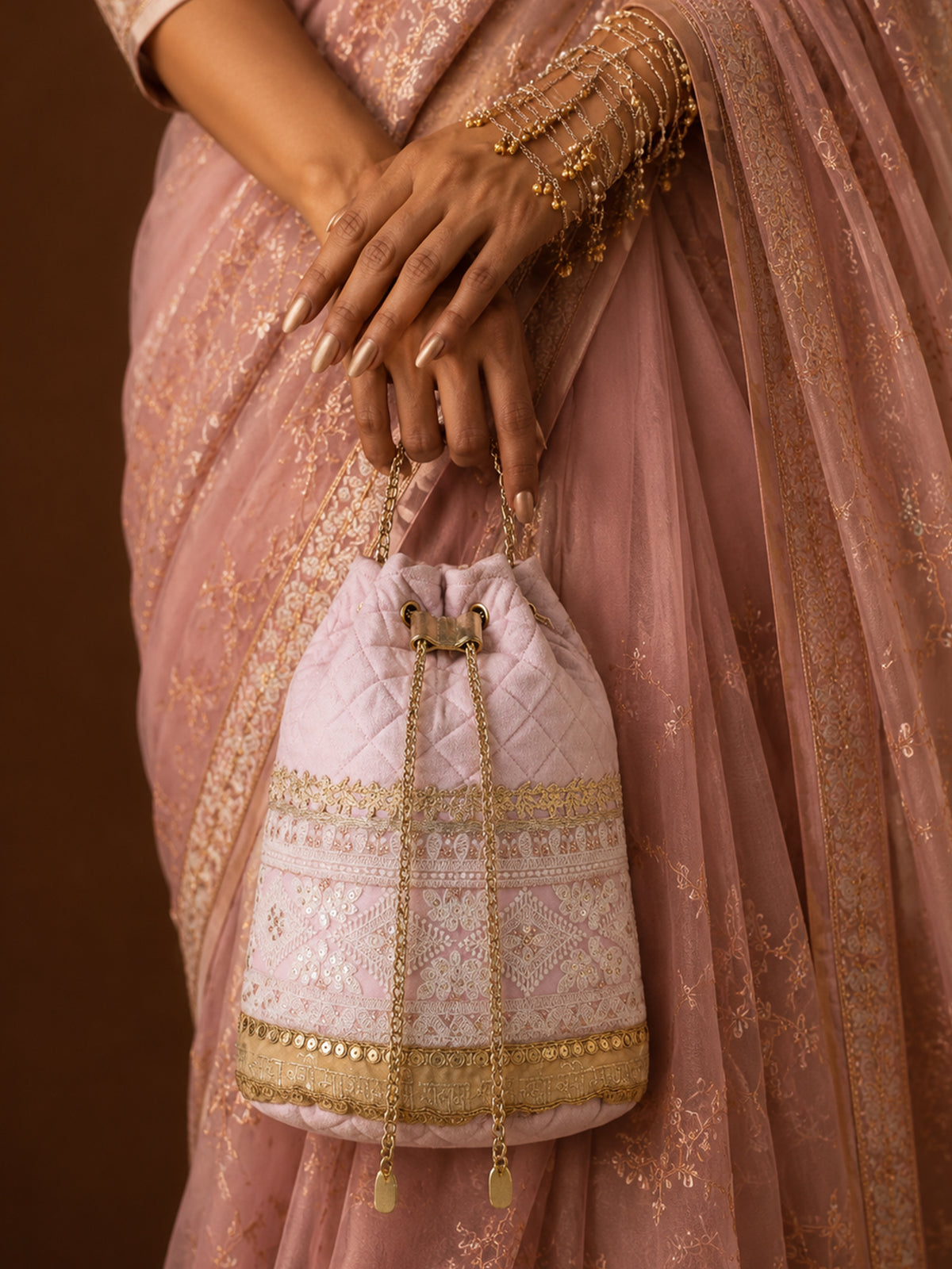 Gulabi Sheesh Potli