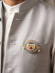 Padma Jadau Brooch Rakhi  (Prepaid only)