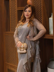 Misha Momin Wearning Carriage Gold Beads & Zardozi Minaudière