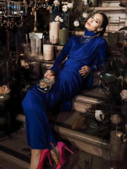 JANINA GAVANKAR | American Actress Wearing Ultramarine Royale Clutch Bag